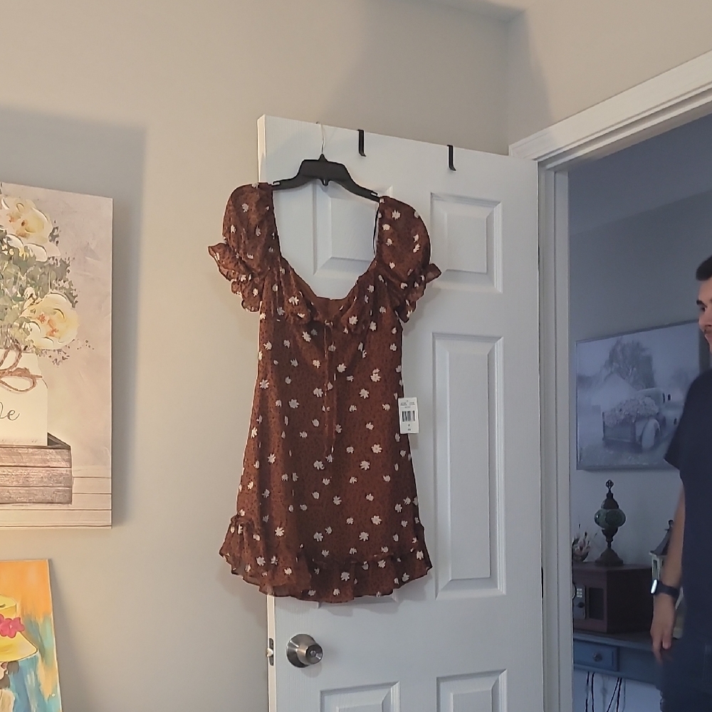 Elegant Brown Floral Women's Blouse